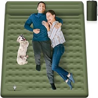 MAMBAKOTR Camping Air Bed 12-15CM Extra Thick, Reinforced Support Structure with Built-in Foot Pump and Pillow Portable Camping Sleeping Mat Air Mattress for Tent Backpacking Hiking Travel