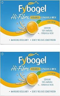 Fybogel Orange Fiber Supplement Sachets, 60 Count - Natural Digestive Support, Gentle Relief, Easy Mix Powder, Daily Use, Convenient Packets for Regularity, Healthier Lifestyle
