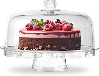 Denny International® 6 IN 1 CAKE STAND CLEAR ACRYLIC DOME LID SALAD PLATE PUNCH BOWL CHIP DIP SERVER