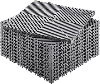 VEVOR Interlocking Drainage Mat, 12” x 12” Modular Interlocking Cushion, 40 Pcs Splicing Drainage Mats, Non-Slip Black PP Drainage Floor Tile and Shower Mat, for Garage, Garden, Kitchen & Outdoor