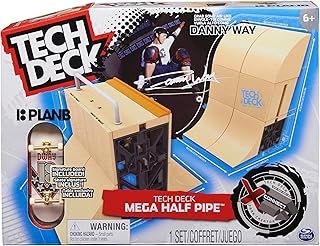 Tech Deck, Danny Way Mega Half Pipe X-Connect Park Creator, Customisable Ramp Set with Exclusive Plan B Fingerboard, Kids Toy for Boys and Girls Ages 6 and up