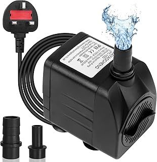 Flintronic Submersible Water Pump(800L/H 16W), Ultra-Quiet Water Pump1.6m/5.2ft High Lift, Fountain Pump with 1.4m/4.5ft Power Cord&2 Nozzles for Aquarium, Fish Tank, Statuary, Hydroponics