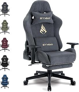 Symino Gaming Chair, Computer Chair with Footrest, Headrest and Lumbar Support, Ergonomic PC Chair, Height Adjustable Rotating Task Chairs, Gray