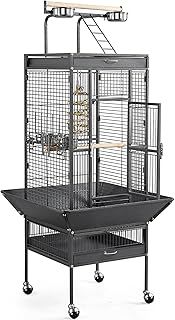 Bird Cage, 156cm Large Parrot Cage with Stainless Steel Feeders, Dowel Perches, Rope Boing for Cockatiel Lovebird, Black