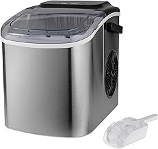Daewoo 12KG Ice Maker Portable With Handle, 9 Bullet Cubes In 6 Minutes With 2 Size Options, 12KG In 24Hrs, Self-Cleaning, Scoop And Ice Basket Included, For Bar, Home, Office