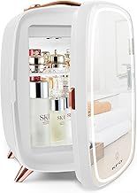 Skincare Fridge 6L with LED Mirror | Pro-Style Beauty Fridge for Bedroom & Makeup | 6°C Cooling + 20dB Ultra-Quiet | 8-Can Cosmetic Storage & Adjustable Shelf