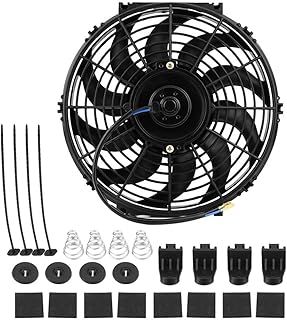 Car Fan, High Performance 12 inch Universal Car Slim Push Pull Electric Engine Cooling Fan 12V with Mounting Electric Radiator Cooling Fan car radiator fan Auto Clip Fans for Reduce the temperature