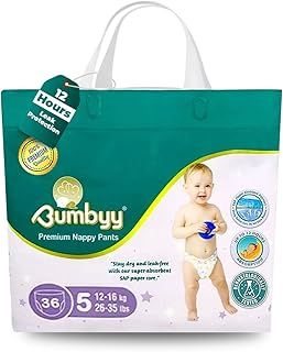 Premium Nappy Pants - Nappies Size 5 (12-16kg/26-35lbs) 36 Count, 12Hr Leak-Free, Ultra-Absorbent SAP Core, Hypoallergenic, Soft & Thin, Pull ups for Sensitive Skin