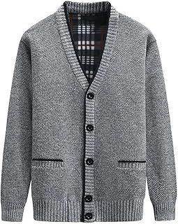 yuyungongsi Men's Cardigans with Buttons Classic Mens Cardigans for Men UK with Pockets Gentleman v Neck Mens Jumper Grey Black Knitted Sweatshirts Jumpers for Men UK