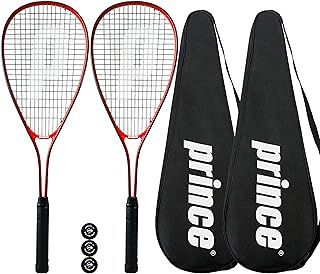 2 x Prince Power Ti Squash Rackets + Covers + 3 Squash Balls (Various Options) (Warrior)