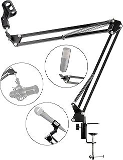 RockJam MS050 Microphone Stand Microphone Scissor Arm Stand Compact Mic Stand made of Durable Steel