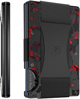 The Ridge Minimalist Slim Wallet for Men - RFID Blocking Front Pocket Credit Card Holder - Aluminum Metal Small Mens Wallets with Cash Strap (Mountain Ridge, Ember Bundle)