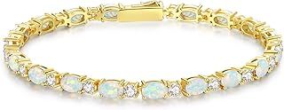 FANCIME Birthstone Tennis Bracelet, 14K Gold Plated Gemstone Tennis Bracelets for Women, Fine Jewellery Mothers Day Christmas Birthday Gift for Women Girls