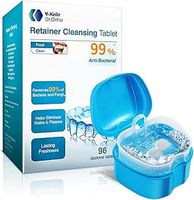 Retainer Cleaner Tablets 96 Pack | 3 Month Supply + Travel Cleaning Case | Cleans Retainers, Mouthguards, Invisalign, Dentures | Removes Odour, Plaque, Tartar | Dental Hygiene Tablets Daily Use