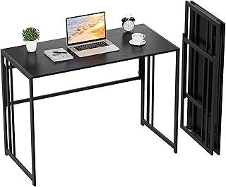 Ulifance Folding Computer Desk for Home Office No-Assembly Writing Desk (Black)