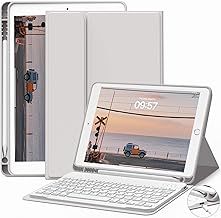 JKSML Keyboard Case for iPad 9th/8th/7th Generation (2021/2020/2019) 10.2 inch with Pencil Holder, Detachable Wireless Bluetooth Keyboard, Soft TPU Back Stand Case for iPad 9th/8th/7th, Gray