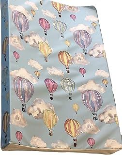 The Gilded Bird Wedge Baby Changing Mat w/Raised Sides, Change Pad, 69cm x 44cm, Extra Thick, Wipeable (Balloon Festival White)