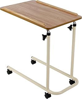 Peformance Health Overbed Table with Wheels, Height Adjustable, Lightweight Chair/Bed Table for Elderly, Use for Meals, Work and Activities, 66 x 64 x 46 cm, Flat Packed Version