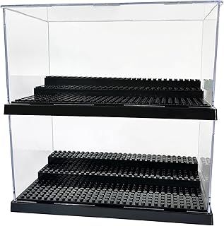 2 Pack Black Acrylic Brick Model Display Case Box for LEGO Minifigures Collectors