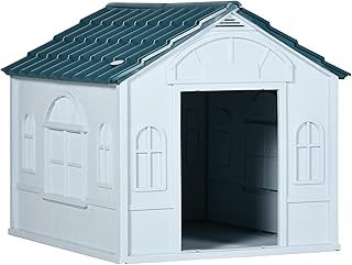 PawHut Weather-Resistant Dog House, Puppy Shelter for Medium Dogs - Blue