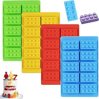 Building Blocks Silicone Mould, 4Pcs Building Blocks Chocolate Moulds, Bake Building Bricks Silicone, Non-Stick Blocks Fondant Molds, for Cakes, Jelly, Chocolate