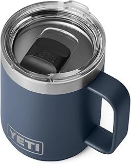 YETI Rambler Mug, Vacuum Insulated Stainless Steel Stackable Mug with Magslider Lid, Navy, 10 oz (296 ml)