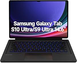 Dexnor Keyboard Case for Samsung GalaxyTab S10 Ultra/S9 Ultra - 14.6 Inch Magnetic Detachable Book Cover Style Keyboard with Multi-Touch Trackpad, Wireless, Backlit, S Pen Holder - UK Layout