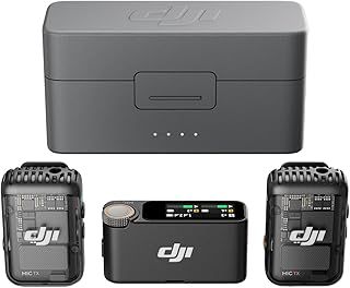 DJI Mic 2 (2 TX + 1 RX + Charging Case), All-in-one Wireless Microphone, Intelligent Noise Cancelling, 32-bit Float Internal Recording, 250m (820 ft.) Range, Microphone for iPhone, Android, Camera