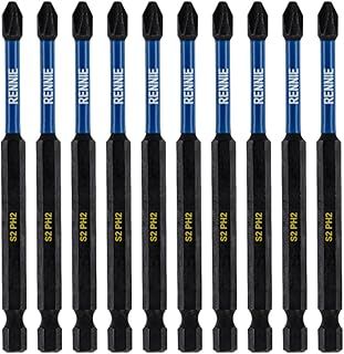 10 x Rennie Tools 100mm Long PH2 Impact Screwdriver Driver Bits Set. Magnetic Phillips No.2 Heavy Duty Impact Driver Bit Set. Extra Long PH2 Bits. Hex Shank. Cross Head. Black Oxide Coating