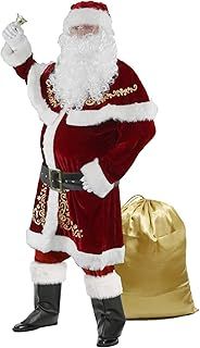 Ahititi Santa Claus Costume for Men 12pcs Christmas Set Deluxe Velvet Adult Santa Suit