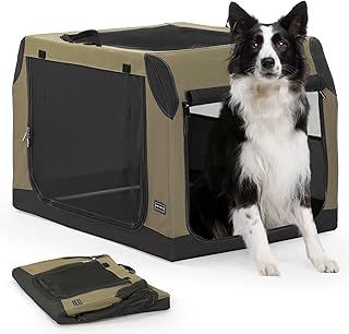 Petsfit Dog Travel Crate for Car, Easy On The Go, Easy to Stow, Adjustable Compatibility, Indoor and Outdoor Lightweight Soft Dog Carrier for Car L:91cm x 60cm x 58cm)