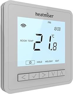 Heatmiser NeoAir V3 Smart Wireless Programmable Room Thermostat for Use with RF Switch UH8-RF NeoHub (Platinum Silver)
