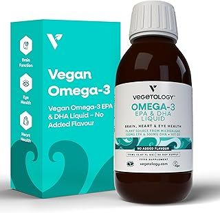 Vegan Omega 3 Liquid, from Microalgae, 800mg of EPA DHA, with Vitamin D3, Supports Heart, Brain and Eye Health, Natural Fish Oil Alternative, UK Made, Unflavoured
