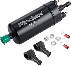 Pindex 12V Electric Fuel Pump: High Pressure Universal 12V Inline Petrol Diesel Fuel Transfer Pump 125PSI External Pump Replacement 0580464070 (Black)