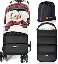 Footmuff for Pushchair Universal,Winter Pram Footmuff for Baby with Drawstring Hood,Waterproof Cosy Toes for Pram with Zip,Easy Access,Washable and Detachable,Warm Pongee Fabric,Black n White