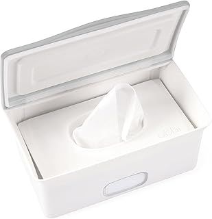 Ubbi Baby Nappy Wipes Dispenser | Baby Nappy Wipes Case, Baby Wipes Holder with Weighted Plate, Keeps Wipes Fresh and Non-Slip Rubber Feet, Grey
