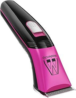 Masterclip Cordless Horse Trimmers (Pink), Ultra Quiet; Professional Grooming Kit with Lightweight Trimmer. Rechargeable Showmate II Clipper for trimming Horses and Ponies (Showmate-II-Pink)