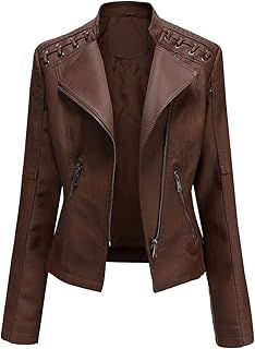 YYNUDA Women's Faux Leather Jacket Zip Up Moto Biker Classic Short Coat Floral Print