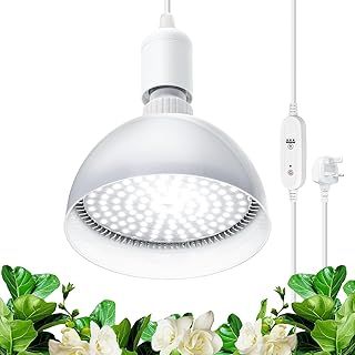 Grow Light Bulb with Timing and Hanging System, 25W led Lamp Full Spectrum, 4H/9H/14H Timer, led Grow Lights for Indoor Plants for Seedlings Succulents Cactus Growing, Blooming, Fruiting