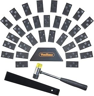 VonHaus Laminate Flooring Tools - Flooring Kit with 30 Floor Spacers, Mallet, Wedge and Bar – Laminate Floor Fitting Kit, Easy to Use and Suitable for Domestic Purposes