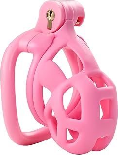 Chastity Cage Cock Cage Adult Sex Toys Cobra Chastity Bondage Chastity Device Men's Revolution Chastity Lock with 4 Rings (Pink,Nano)