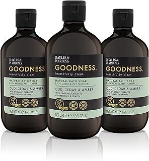 Baylis & Harding Goodness Oud, Cedar & Amber Bath Soak, 500 ml (Pack of 3) - Vegan Friendly