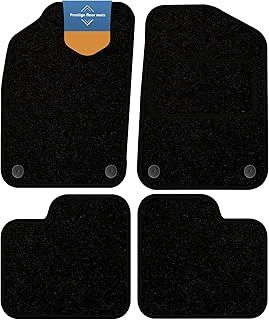 Fiat 500 2012 onwards Tailored Car Floor Mats - Black Carpet, Anti-Slip, OEM Clips, UK-Made with Black Cloth-Bound Edge - Prestige Mats