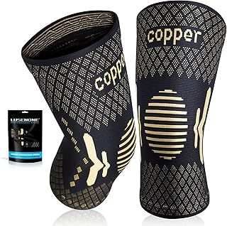Copper Knee Support for Women/Men 2 Pack - Best Knee Brace Compression Sleeve Support for Arthritis, Knee Pain, Meniscus Tear, ACL, MCL, Joint Pain Relief, Running, Sports, Squats