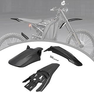 Motorcycle Fenders Kit,Carbon Fiber Pattern Front Fender+Rear Fender+Rear Cushion Fender,3PCS Mudguard Set for Sur Ron Sur-Ron SurronLight Bee S/X Electric Dirt Bike
