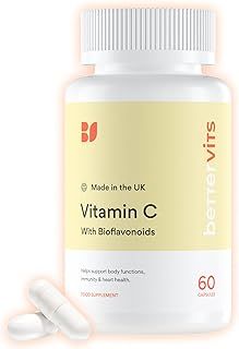 Bettervits Vitamin C Tablets 500mg with Bioflavonoids from Rosehip | Immune Support High Strength Vitamin C Supplements | Daily Wellness and Energy - 60 Capsules