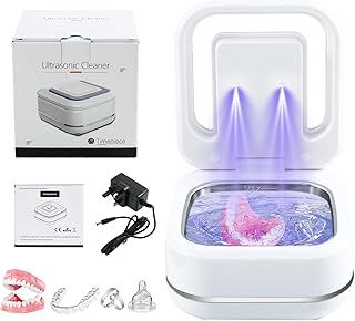 Ultrasonic Retainer Cleaner 42kHz, 180ML Ultrasonic Dental Cleaner Machine with UV Cleaning and Two Modes, Professional Retainer Cleaner Machine for Dentures, Retainer, Mouth Guard, Aligner