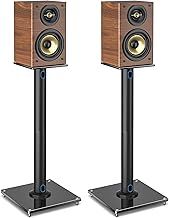RFIVER Universal Floor Speaker Stands 28 Inch for Surround Sound - Holds Satellite & Small Bookshelf Speakers up to 10kgs - Cable Management - Easy Assembly - Set of 2 - Black (Speakers Not Included)