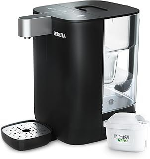 BRITA Cube Ambient & Hot Water Dispenser Black (4.0 L) various temperature and cup-size presets, ultimate safety with UV-C technology for bacteria-free water & integrated MAXTRA PRO water filter