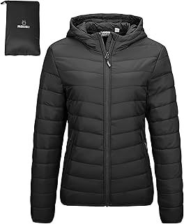 Outdoor Ventures Women's Winter Lightweight Puffer Jacket with Hood, Warm, Short, Packable, Quilted, Transitional, Padded Down Jacket for Ladies, Lined for Hiking, Travel